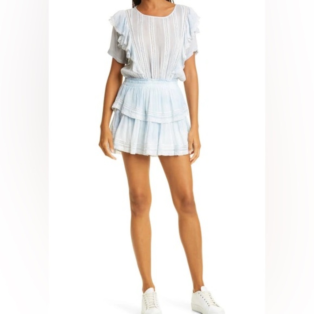 LoveShackFancy Cream Ruffled Mini Dress